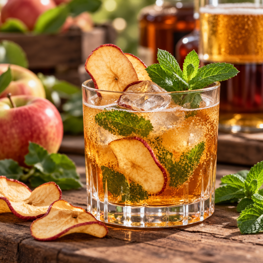 Cocktail pomme, menthe et ambre